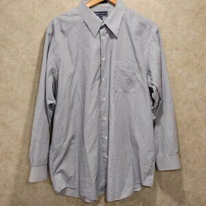 Paul Fredrick SZ 17/34 Long Sleeve Button Down Blue Striped Office Preppy Shirt